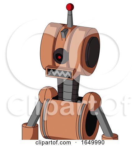 Peach Robot with Multi-Toroid Head and Square Mouth and Black Cyclops Eye and Single Led Antenna by Leo Blanchette