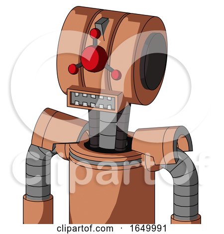 Peach Robot with Multi-Toroid Head and Square Mouth and Cyclops Compound Eyes by Leo Blanchette