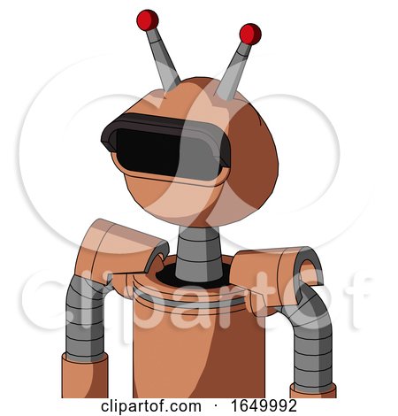 Peach Robot with Rounded Head and Black Visor Eye and Double Led Antenna by Leo Blanchette
