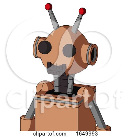 Peach Robot with Rounded Head and Dark Tooth Mouth and Two Eyes and Double Led Antenna by Leo Blanchette
