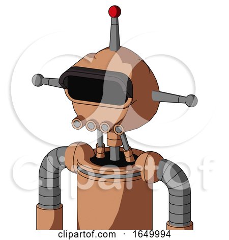 Peach Robot with Rounded Head and Pipes Mouth and Black Visor Eye and Single Led Antenna by Leo Blanchette