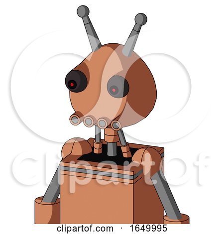 Peach Robot with Rounded Head and Pipes Mouth and Red Eyed and Double Antenna by Leo Blanchette