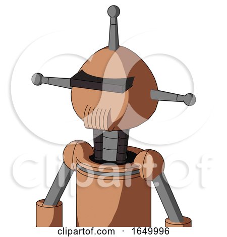 Peach Robot with Rounded Head and Speakers Mouth and Black Visor Cyclops and Single Antenna by Leo Blanchette