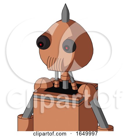 Peach Robot with Rounded Head and Speakers Mouth and Red Eyed and Spike Tip by Leo Blanchette