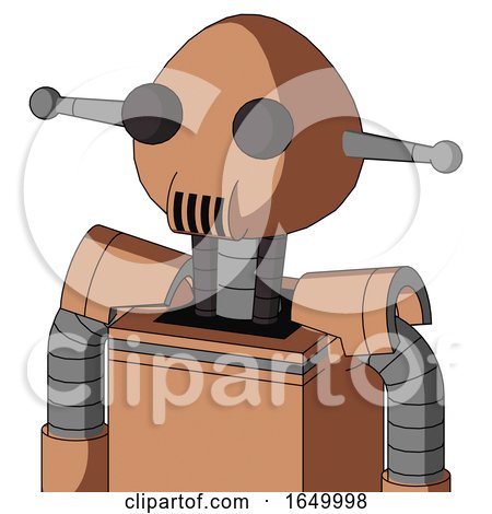 Peach Robot with Rounded Head and Speakers Mouth and Two Eyes by Leo Blanchette