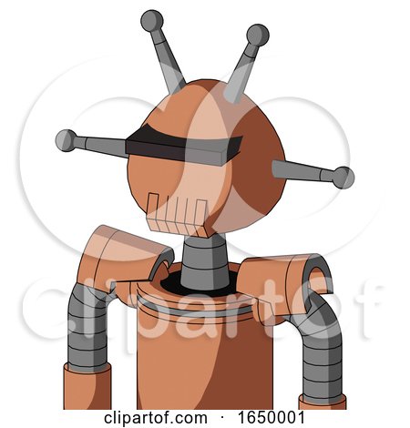 Peach Robot with Rounded Head and Toothy Mouth and Black Visor Cyclops and Double Antenna by Leo Blanchette