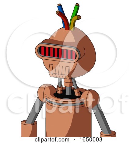 Peach Robot with Rounded Head and Toothy Mouth and Visor Eye and Wire Hair by Leo Blanchette