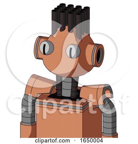 Peach Robot with Rounded Head and Two Eyes and Pipe Hair by Leo Blanchette