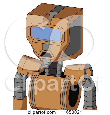 Peach Mech with Mechanical Head and Sad Mouth and Large Blue Visor Eye by Leo Blanchette