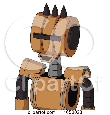 Peach Mech with Multi-Toroid Head and Happy Mouth and Black Visor Cyclops and Three Dark Spikes by Leo Blanchette