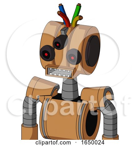 Peach Mech with Multi-Toroid Head and Square Mouth and Three-Eyed and Wire Hair by Leo Blanchette