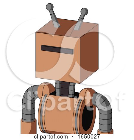 Peach Robot with Box Head and Black Visor Cyclops and Double Antenna by Leo Blanchette