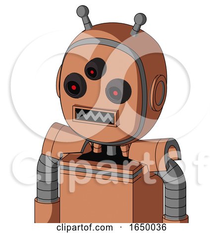 Peach Robot with Bubble Head and Square Mouth and Three-Eyed and Double Antenna by Leo Blanchette