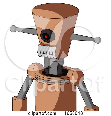 Peach Robot with Cylinder-Conic Head and Teeth Mouth and Black Cyclops Eye by Leo Blanchette