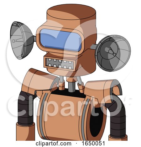 Peach Robot with Cylinder Head and Square Mouth and Large Blue Visor Eye by Leo Blanchette