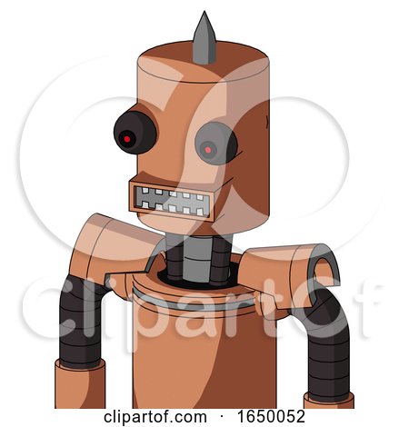 Peach Robot with Cylinder Head and Square Mouth and Red Eyed and Spike Tip by Leo Blanchette