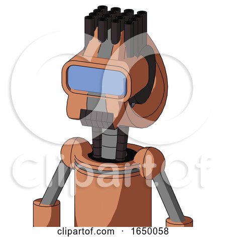 Peach Robot with Droid Head and Dark Tooth Mouth and Large Blue Visor Eye and Pipe Hair by Leo Blanchette