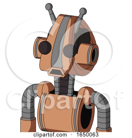 Peach Robot with Droid Head and Sad Mouth and Two Eyes and Double Antenna by Leo Blanchette
