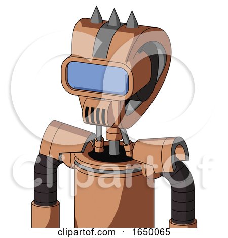 Peach Robot with Droid Head and Speakers Mouth and Large Blue Visor Eye and Three Spiked by Leo Blanchette