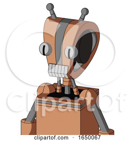 Peach Robot with Droid Head and Teeth Mouth and Two Eyes and Double Antenna by Leo Blanchette