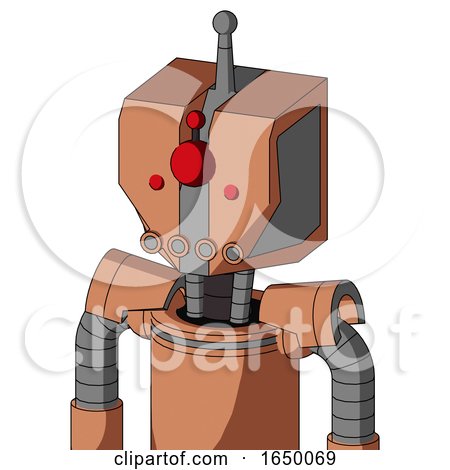 Peach Robot with Mechanical Head and Pipes Mouth and Cyclops Compound Eyes and Single Antenna by Leo Blanchette