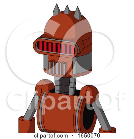 Orange Robot with Dome Head and Vent Mouth and Visor Eye and Three Spiked by Leo Blanchette