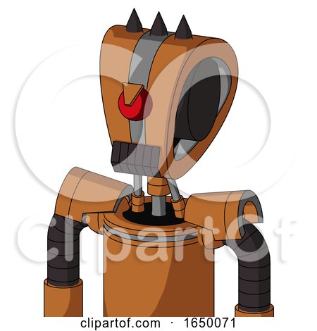 Orange Robot with Droid Head and Dark Tooth Mouth and Angry Cyclops and Three Dark Spikes by Leo Blanchette