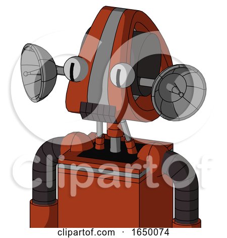Orange Robot with Droid Head and Dark Tooth Mouth and Two Eyes by Leo Blanchette