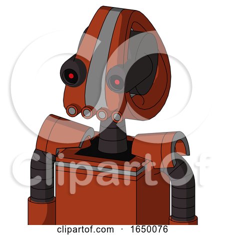 Orange Robot with Droid Head and Pipes Mouth and Black Glowing Red Eyes by Leo Blanchette