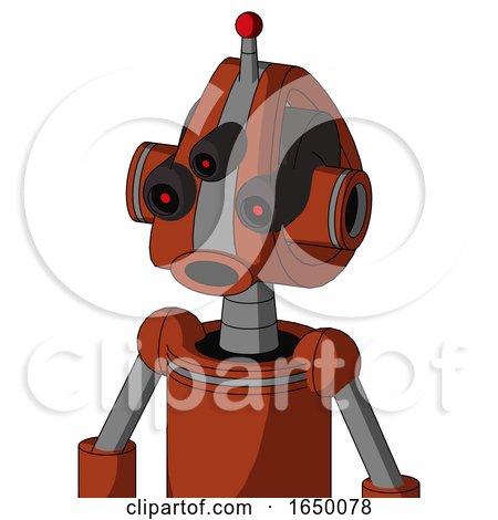 Orange Robot with Droid Head and Round Mouth and Three-Eyed and Single Led Antenna by Leo Blanchette