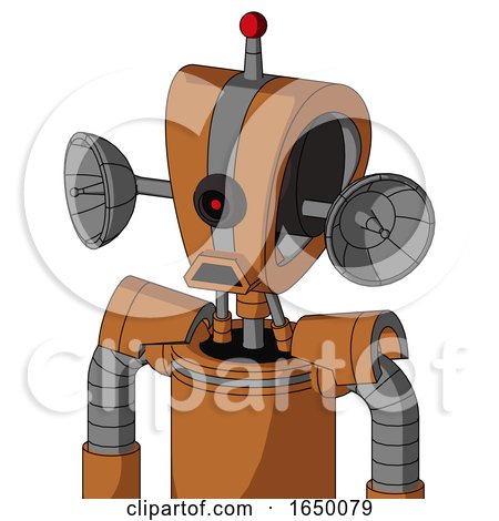 Orange Robot with Droid Head and Sad Mouth and Black Cyclops Eye and Single Led Antenna by Leo Blanchette