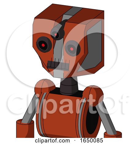 Orange Robot with Mechanical Head and Dark Tooth Mouth and Three-Eyed by Leo Blanchette