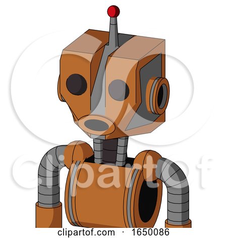 Orange Robot with Mechanical Head and Round Mouth and Two Eyes and Single Led Antenna by Leo Blanchette