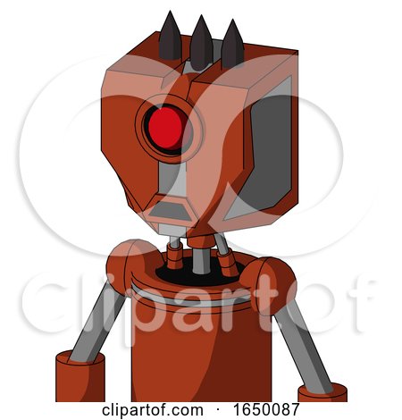Orange Robot with Mechanical Head and Sad Mouth and Cyclops Eye and Three Dark Spikes by Leo Blanchette