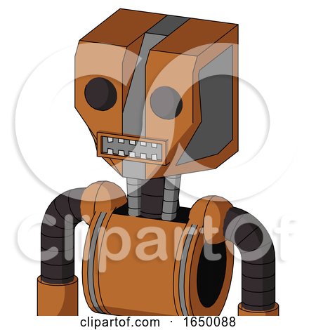 Orange Robot with Mechanical Head and Square Mouth and Two Eyes by Leo Blanchette