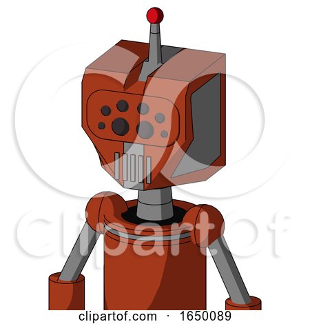 Orange Robot with Mechanical Head and Vent Mouth and Bug Eyes and Single Led Antenna by Leo Blanchette