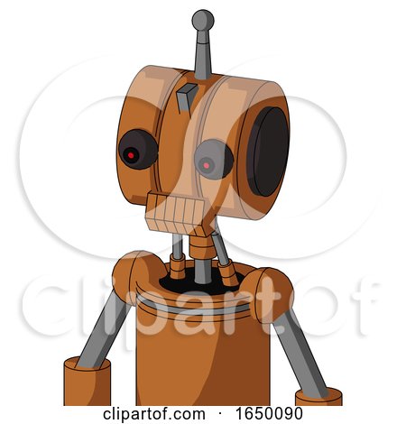 Orange Robot with Multi-Toroid Head and Toothy Mouth and Red Eyed and Single Antenna by Leo Blanchette