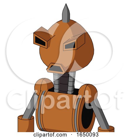 Orange Robot with Rounded Head and Sad Mouth and Angry Eyes and Spike Tip by Leo Blanchette
