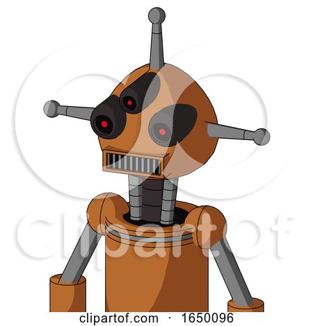 Orange Robot with Rounded Head and Square Mouth and Three-Eyed and Single Antenna by Leo Blanchette