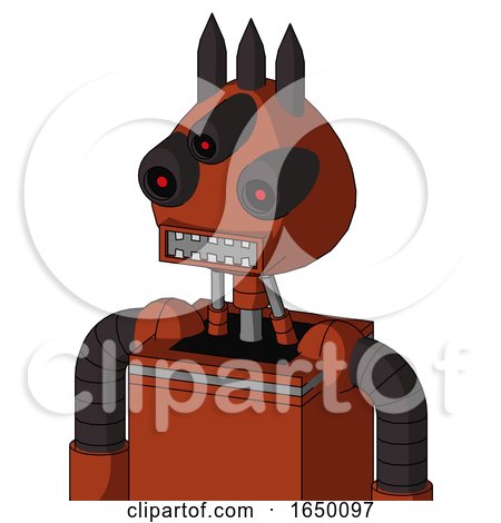 Orange Robot with Rounded Head and Square Mouth and Three-Eyed and Three Dark Spikes by Leo Blanchette