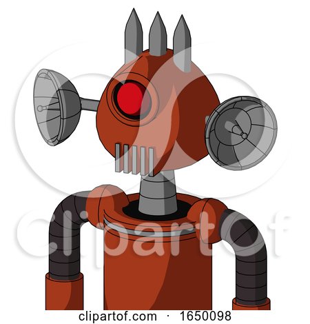 Orange Robot with Rounded Head and Vent Mouth and Cyclops Eye and Three Spiked by Leo Blanchette