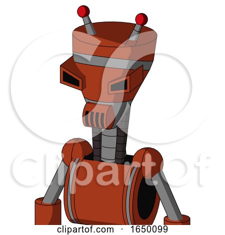 Orange Robot with Vase Head and Speakers Mouth and Angry Eyes and Double Led Antenna by Leo Blanchette