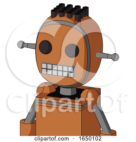 Orange Droid with Bubble Head and Keyboard Mouth and Two Eyes and Pipe Hair by Leo Blanchette