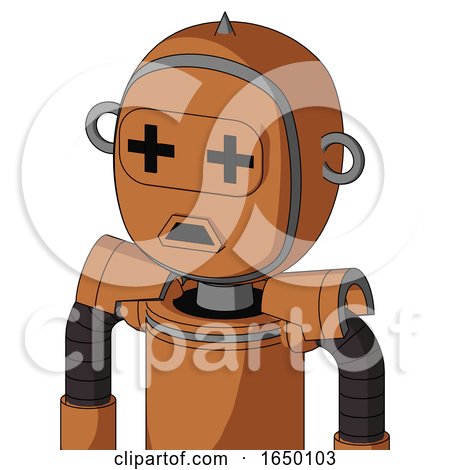 Orange Droid with Bubble Head and Sad Mouth and Plus Sign Eyes and Spike Tip by Leo Blanchette
