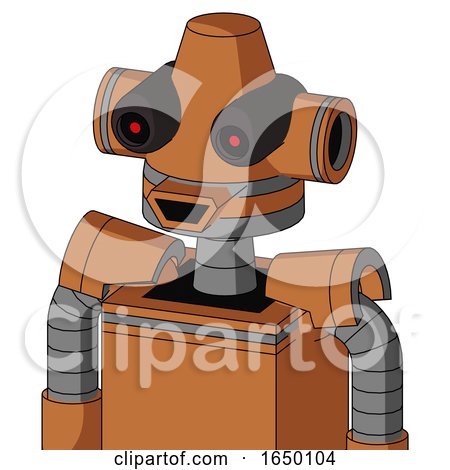 Orange Droid with Cone Head and Happy Mouth and Black Glowing Red Eyes by Leo Blanchette