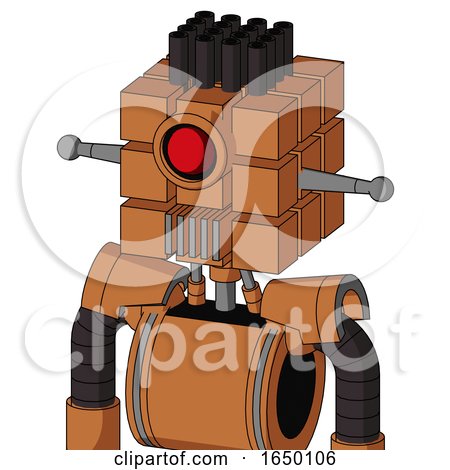 Orange Droid with Cube Head and Vent Mouth and Cyclops Eye and Pipe Hair by Leo Blanchette