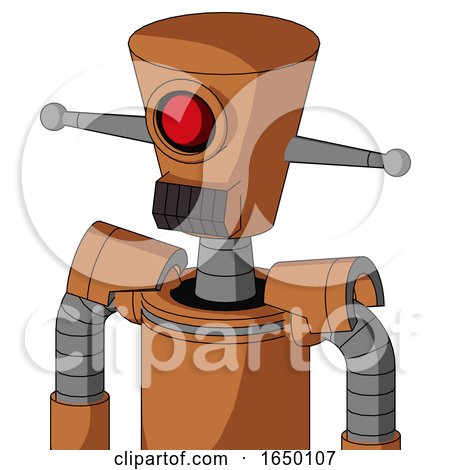 Orange Droid with Cylinder-Conic Head and Dark Tooth Mouth and Cyclops Eye by Leo Blanchette