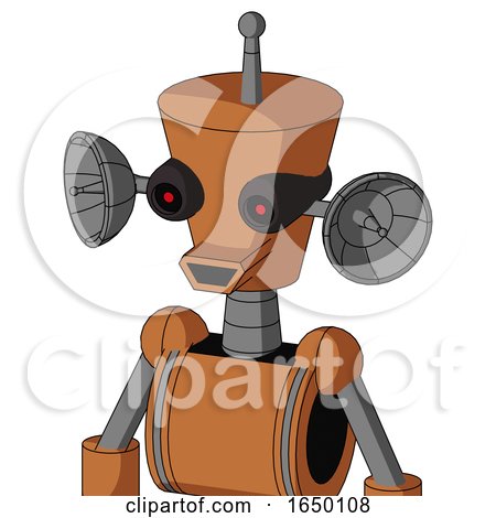 Orange Droid with Cylinder-Conic Head and Happy Mouth and Black Glowing Red Eyes and Single Antenna by Leo Blanchette