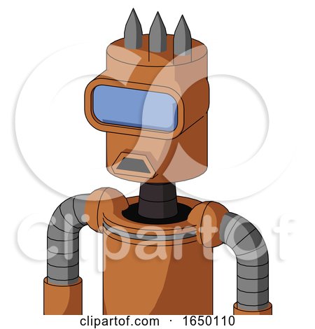Orange Droid with Cylinder Head and Sad Mouth and Large Blue Visor Eye and Three Spiked by Leo Blanchette
