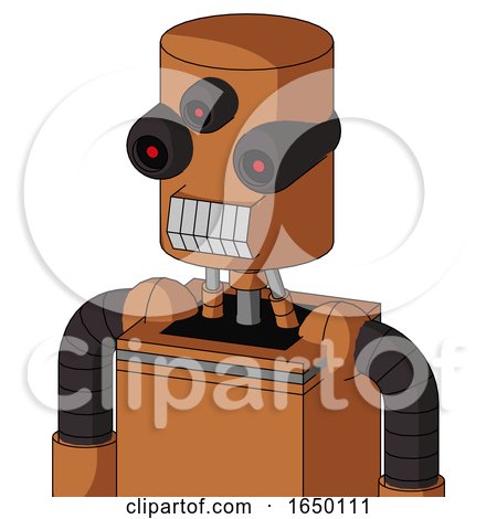 Orange Droid with Cylinder Head and Teeth Mouth and Three-Eyed by Leo Blanchette